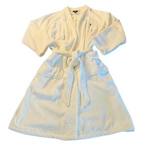 Polo by Ralph Lauren Men’s White Bathrobe with Blue Label Size S/M Like new